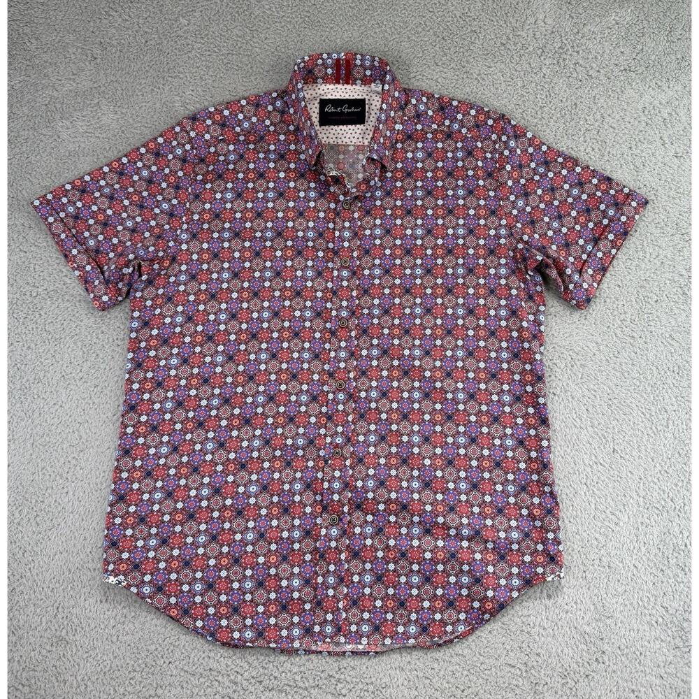 Robert Graham Shirt Mens Large Modern Americana Button Casual Short Sleeve
